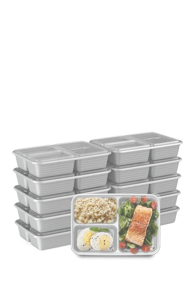 Bentgo Food Prep 3-compartment Food Storage Containers, Pack Of 10 In Silver