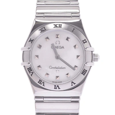 Pre-owned Omega Mop Stainless Steel Constellation 1571.71 Quartz Women's Wristwatch 25 Mm In White