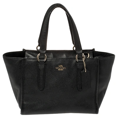 Pre-owned Coach Black Textured Leather Crosby Tote