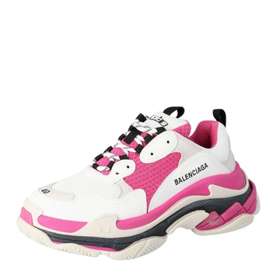 Pre-owned Balenciaga White/pink Triple S Sneaker Size Eu 40