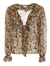 SAINT LAURENT FLORAL PRINTED GEORGETTE BLOUSE IN YELLOW