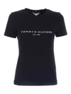 TOMMY HILFIGER CONTRASTING EMBROIDERY T-SHIRT IN BLUE
