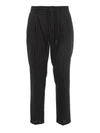 Dolce & Gabbana Slim-fit Cropped Tapered Pinstriped Wool Drawstring Trousers In Black