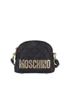 MOSCHINO QUILTED FABRIC CROSS BODY BAG IN BLACK