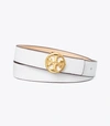 Tory Burch 3,8 Cm Breiter Wendegürtel Mit Doppel-t In Gardenia/coy Pink/gold