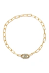 Eye Candy Los Angeles Golden Chain Link Necklace With Cz Crystal Pendant In Gold