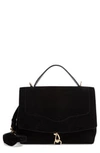 Rebecca Minkoff Stella Suede Satchel In Black