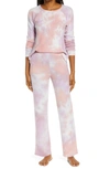 Bp. Saturday Morning Thermal Pajamas In Pink Smoke Tie Dye