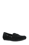 Bella Vita Scout Womens Leather Slip On Moccasins In Black Suede