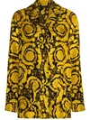Versace Printed Silk-twill Pajama Shirt In Black