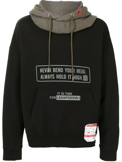 Miharayasuhiro Two-tone Logo Print Hoodie In Black