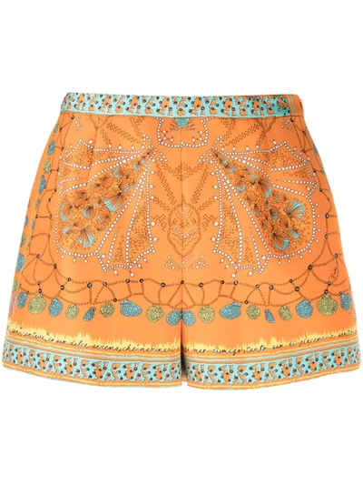 Emilio Pucci High-rise Printed Silk Shorts In Orange