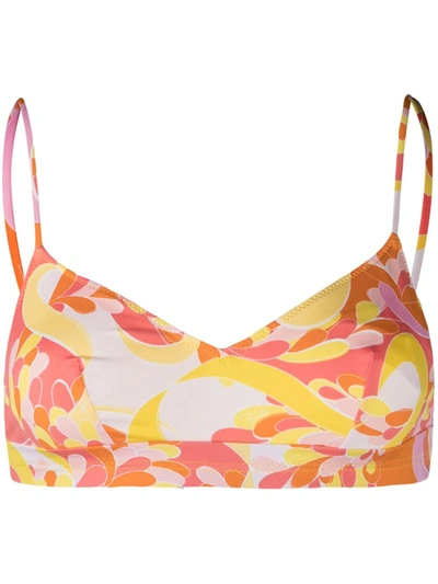 Pucci Abstract-print Bikini Top In Orange