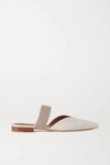 Malone Souliers Maisie Cord-trimmed Leather Point-toe Flats In Cream