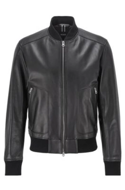 Hugo Boss Nipet Leather Bomber Jacket In Black | ModeSens