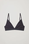 Cos Soft Ribbed Triangle Bra In Blue