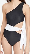 Beach Riot Carlie Side-tie Cutout One-piece Swimsuit In Black/white