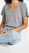 Madewell Whisper Cotton V-neck Pocket Tee In Heather Mercury