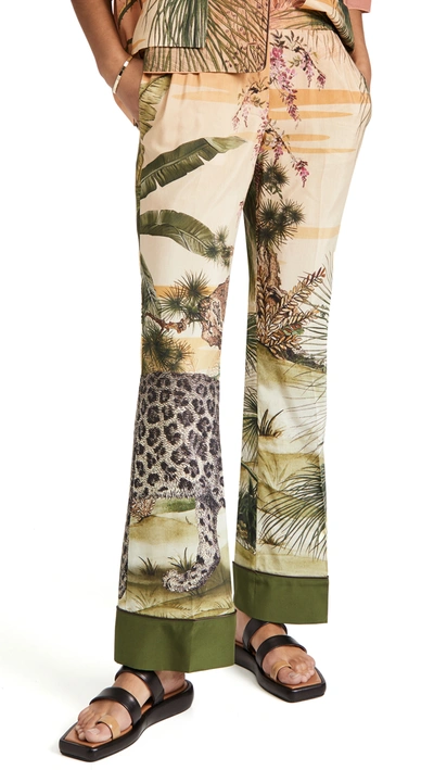 F.r.s For Restless Sleepers Jungle Silk-blend Palazzo Trousers In Beige