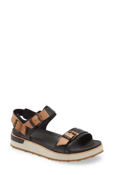 Merrell Roam Buckle Sandal In Black Leather