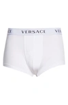 Versace White Logo Band Boxer Briefs In Grey