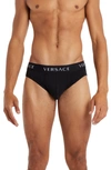 Versace Black Logo Band Briefs In Black