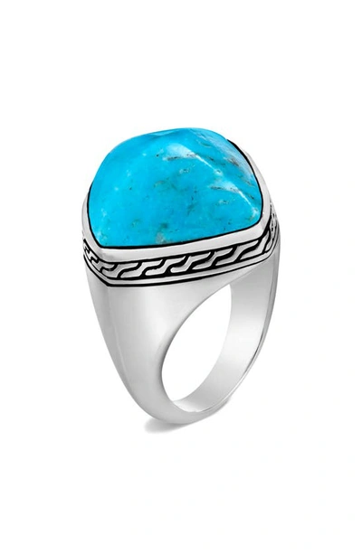 John Hardy 'classic Chain' Turquoise Sterling Silver Sugarloaf Ring In Treated Turquoise