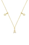 STONE AND STRAND DOUBLE DIAMOND INITIAL PENDANT NECKLACE,TOT-081-N-10K-YG-WD-S