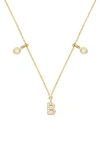 STONE AND STRAND DOUBLE DIAMOND INITIAL PENDANT NECKLACE,TOT-081-N-10K-YG-WD-S