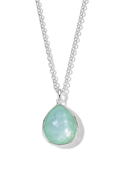 Ippolita Sterling Silver Wonderland Celery Mother Of Pearl & Rock Crystal Teardrop Pendant Necklace, 16-18 In Turquoise