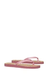 Tory Burch Women's Logo Flip Flops In Blushing / Pink Basket Weave Logo Geo