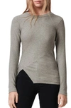 Allsaints Gia Long Sleeve Ribbed Knit Top In Gray Marl