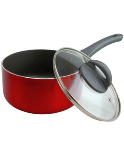 Oster Herscher 2.5 Quart Sauce Pan With Tempered Glass Lid In Red