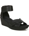 Naturalizer Riviera Womens Ankle Strap Velcro Wedge Sandals In Black Leather