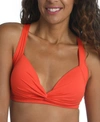 La Blanca Twist-front Banded Bikini Top Women's Swimsuit In Paprika