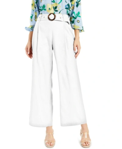 Inc International Concepts Inc Pleated Buckled Wide-leg Pants, Created For Macy's In Bright White
