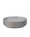 Denby Studio Craft Grey 4 Piece Medium Coupe Plate Set In Studio Grey
