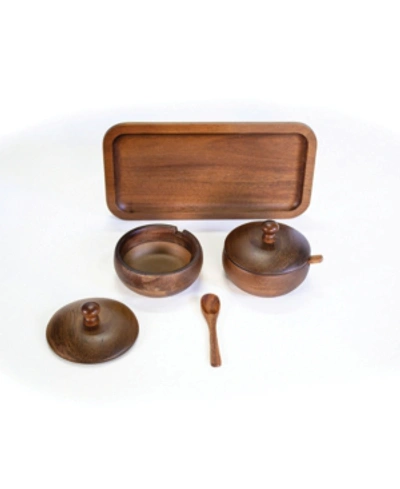 Berghoff Acacia Wooden Spice Jar Set In Brown