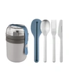 Berghoff Leo To-go Dual Lunch Box And Flatware Set In Blue