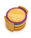 Berghoff Bamboo 6 Piece Coaster Set With Silicone Rims In Brown