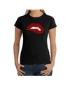La Pop Art Women's Long Sleeve Word Art Savage Lips T-shirt In Black