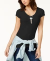 Aveto Trendy Plus Size Fitted V-neck T-shirt In Black