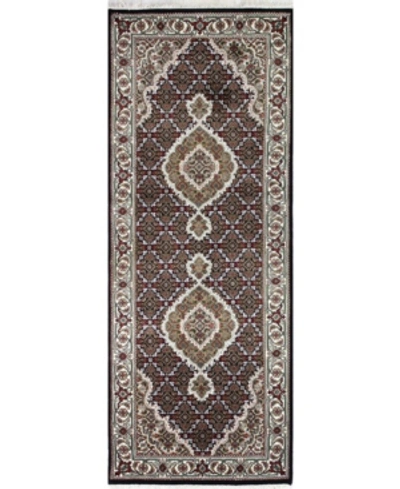 Bb Rugs One Of A Kind Fine Indo Tabriz 2'8" X 6'10" Runner Area Rug In Black