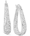 Essentials Crystal In & Out Teardrop Hoop Earrings In Silver Plate, Gold-plate Or Rose Gold Plate In Silver