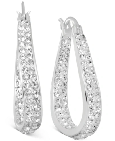 Essentials Crystal In & Out Teardrop Hoop Earrings In Silver Plate, Gold-plate Or Rose Gold Plate