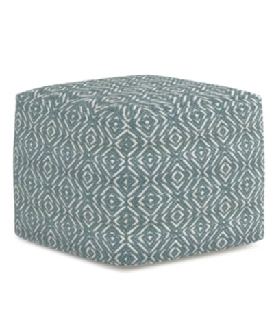Simpli Home Graham Square Pouf In Patterned Teal And Natural