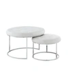 Nicole Miller Carlotta Upholstered Nesting Ottoman Set With Metal Frame In White