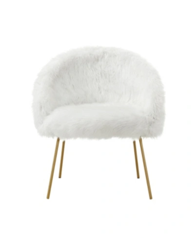 Inspired Home Ana Faux Fur Accent Chair With Metal Legs In White