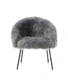 Inspired Home Ana Faux Fur Accent Chair With Metal Legs In Grey