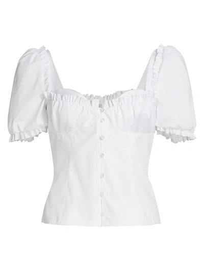 Rosie Assoulin Garden Party Ruffle Bustier Top In White